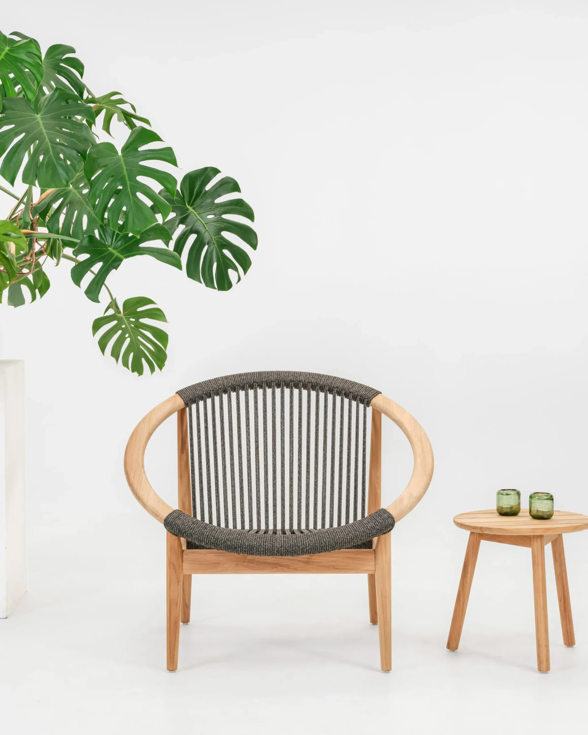 Fauteuil Frida Lounge Tissu Gris Bois Naturel / Corde Polypropylene Tressee Main - Vincent Sheppard