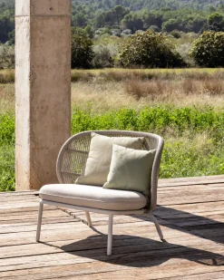 Fauteuil Kodo Lounge Plastique Tissu Blanc Multicolore / H 78 Cm - Corde Acrylique Tressee Main - Vincent Sheppard