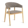 Fauteuil Pevero Tissu Beige Bois Naturel / Teck & Corde Synthetique - Unopiu
