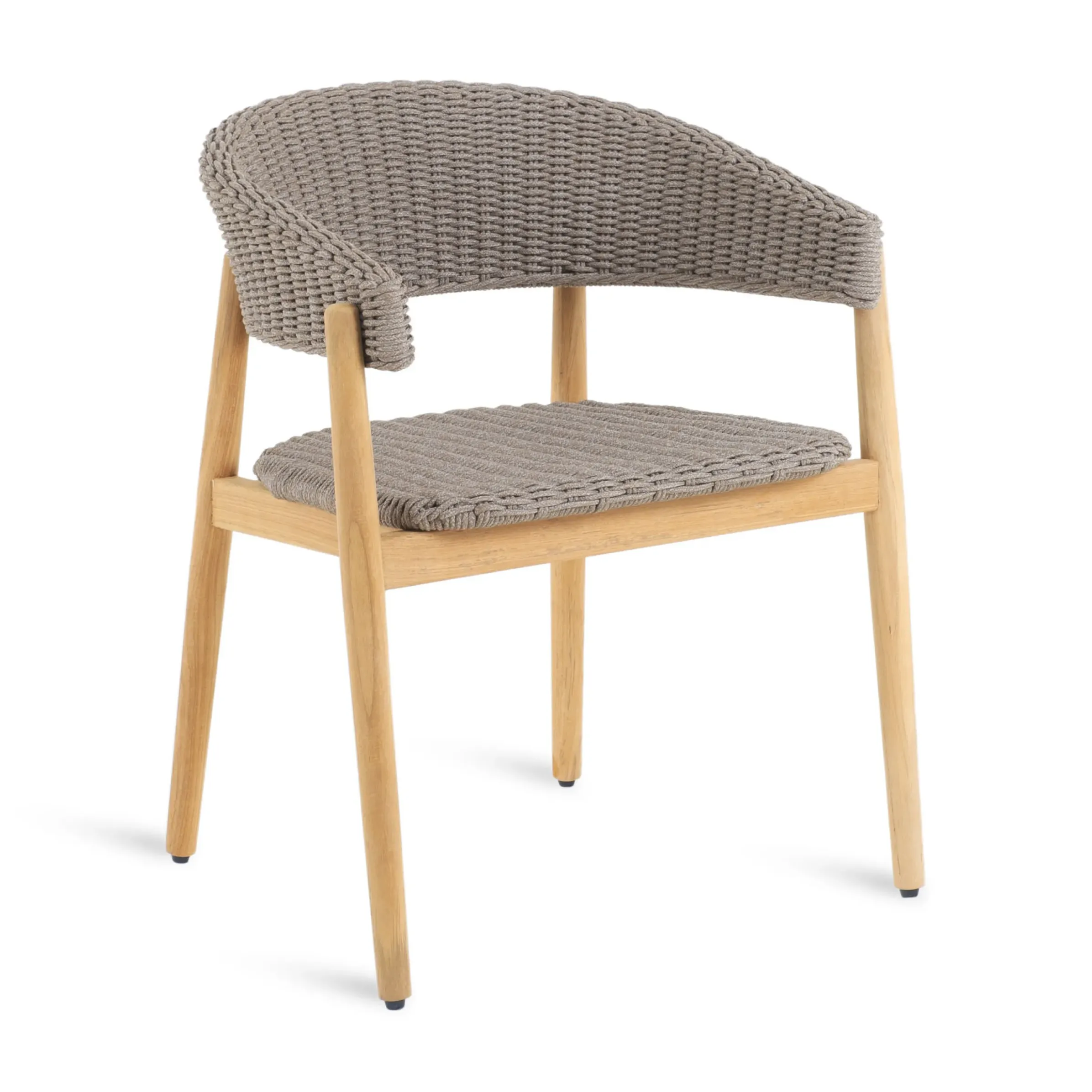 Fauteuil Pevero Tissu Beige Bois Naturel / Teck & Corde Synthetique - Unopiu