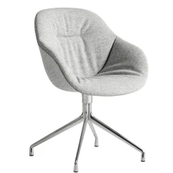 Fauteuil Pivotant About A Chair Aac121 Soft Tissu Gris / Dossier Haut - Tissu Integral Matelasse - Hay