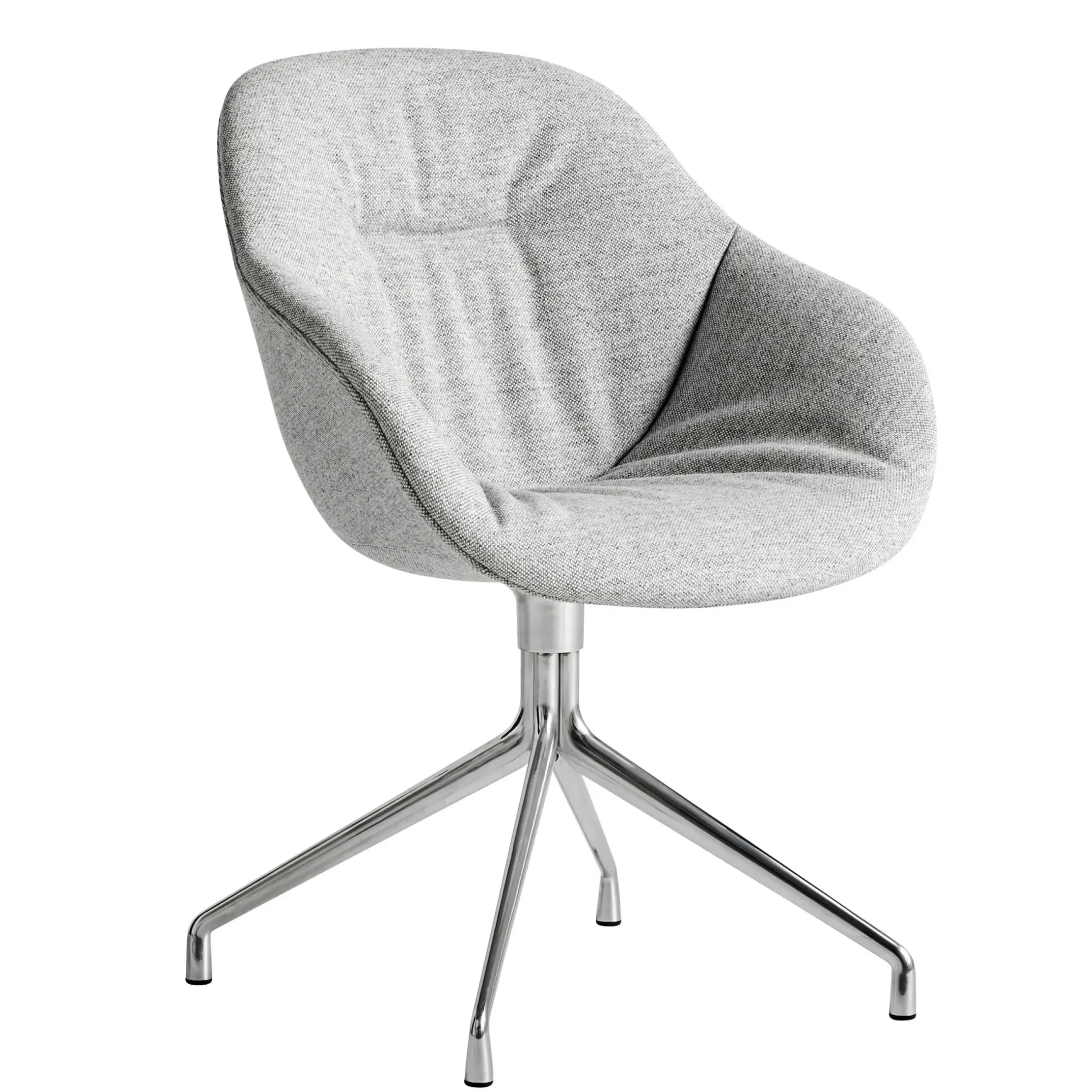 Fauteuil Pivotant About A Chair Aac121 Soft Tissu Gris / Dossier Haut - Tissu Integral Matelasse - Hay
