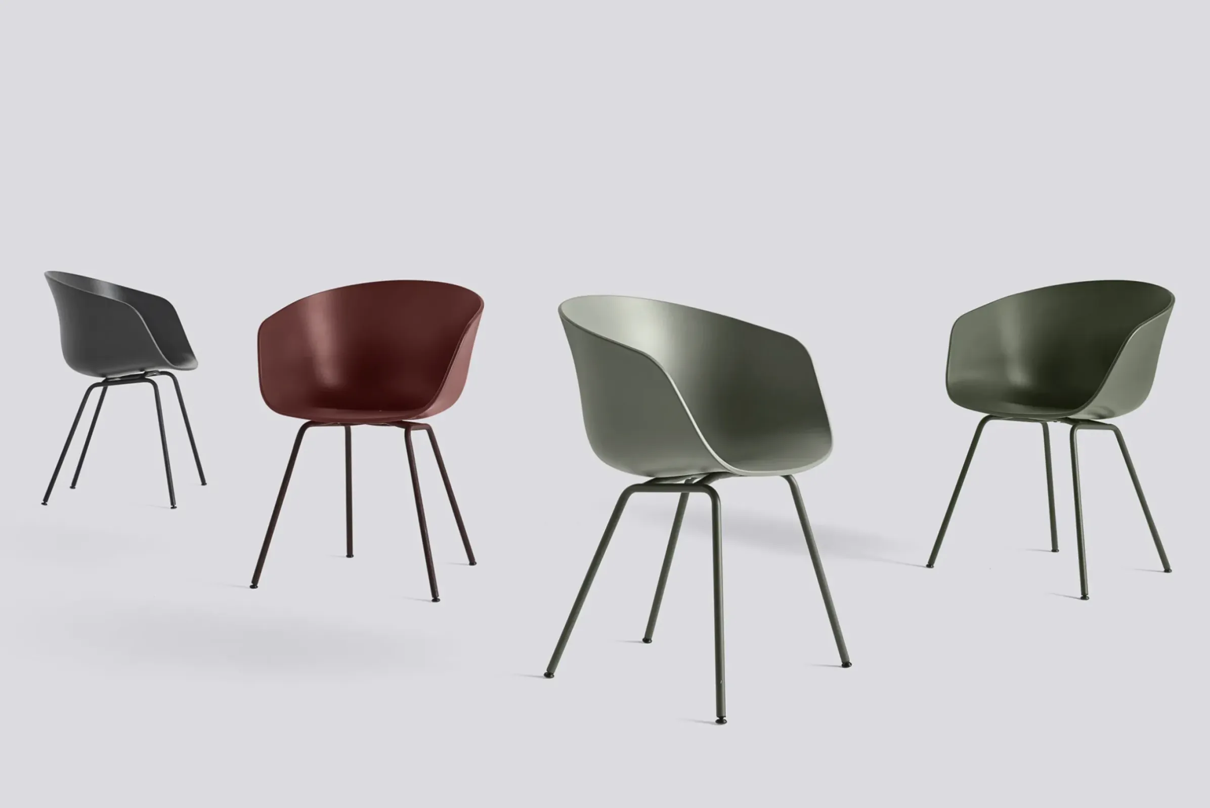 Fauteuil Rembourre About A Chair Aac27 Tissu Gris / Tissu Integral & Pieds Metal - Hay