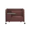 Fauteuil Rembourre Alcove Work Lowback Tissu Rouge / Sur Roulettes - Tablette Gauche - Vitra