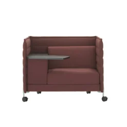 Fauteuil Rembourre Alcove Work Lowback Tissu Rouge / Sur Roulettes - Tablette Gauche - Vitra