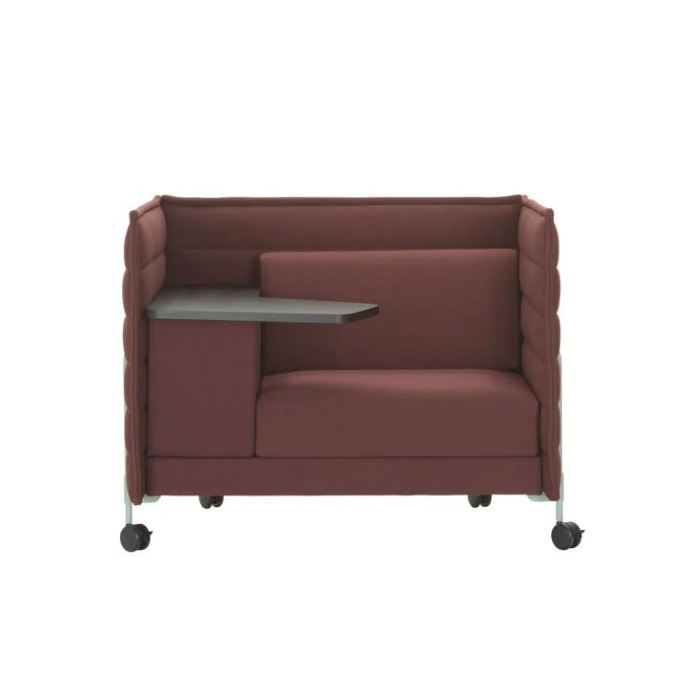 Fauteuil Rembourre Alcove Work Lowback Tissu Rouge / Sur Roulettes - Tablette Gauche - Vitra