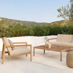 Fauteuil Rembourre Jack Outdoor Tissu Bois Beige / Teck - Ethnicraft
