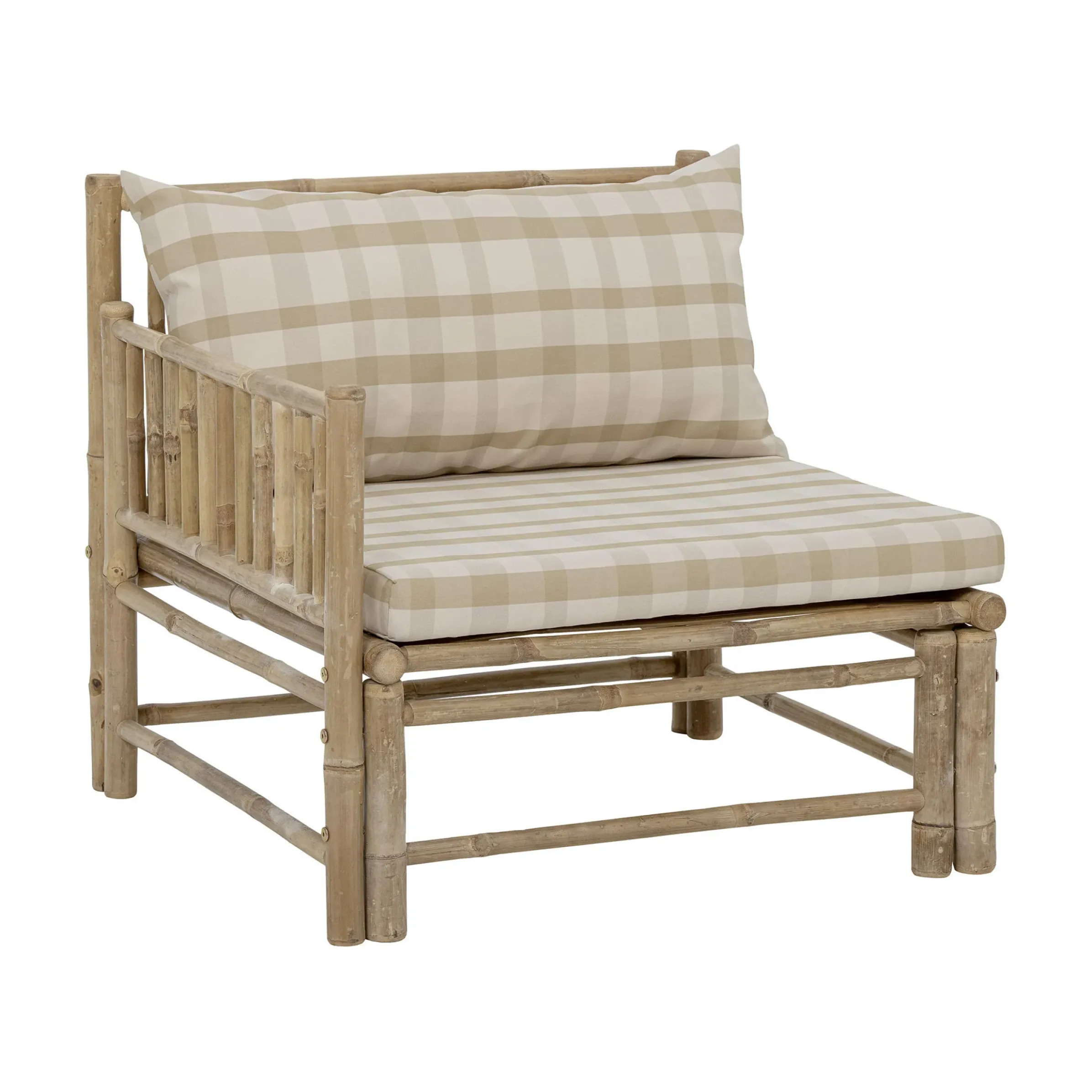 Fauteuil Rembourre Korfu Tissu Beige Bois Naturel / Module Angle Gauche - Bambou - Bloomingville