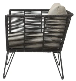 Fauteuil Rembourre Mundo Tissu Noir Beige / Fils Pvc - Bloomingville