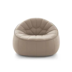 Fauteuil Rembourre Ottoman Cuir Beige - Cinna