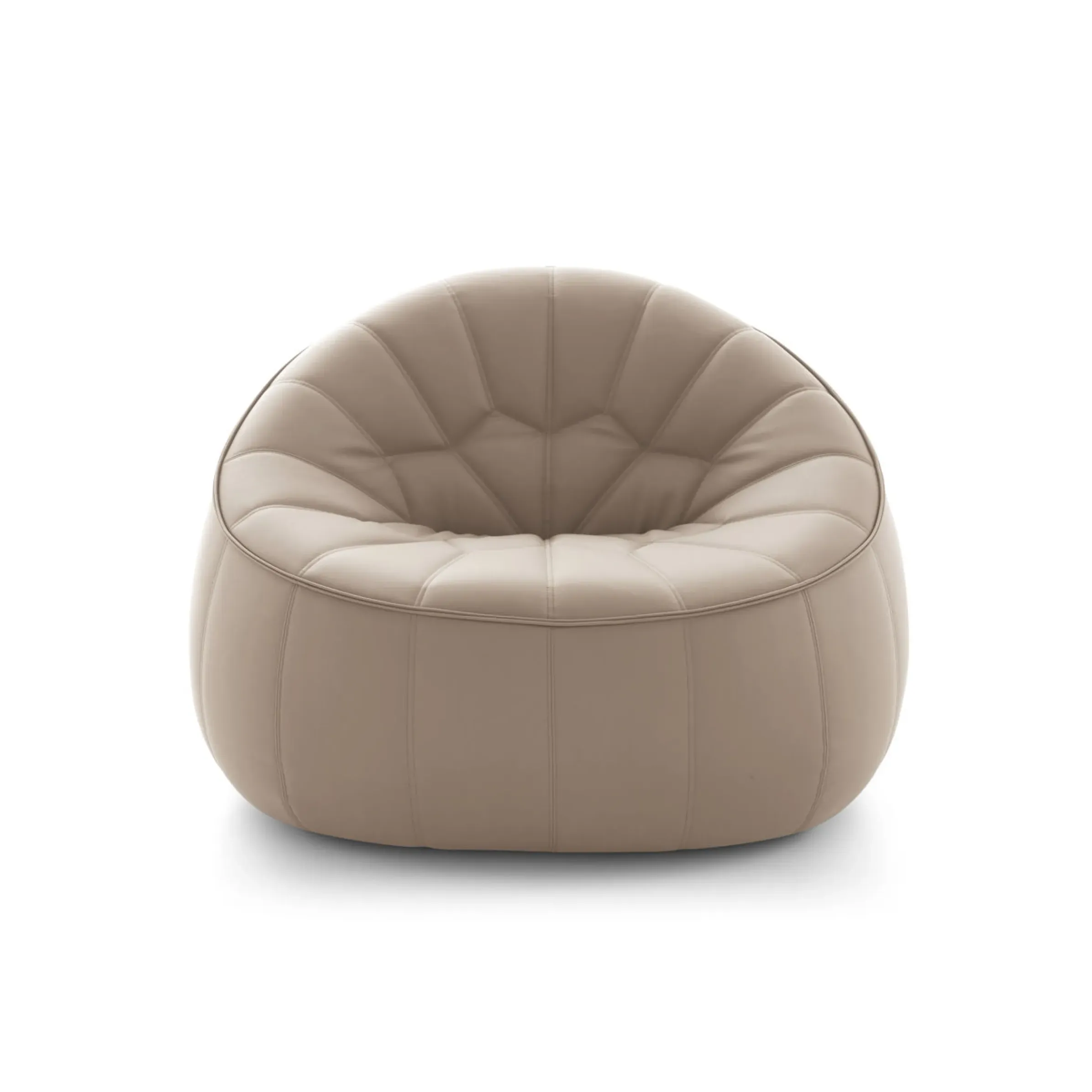 Fauteuil Rembourre Ottoman Cuir Beige - Cinna