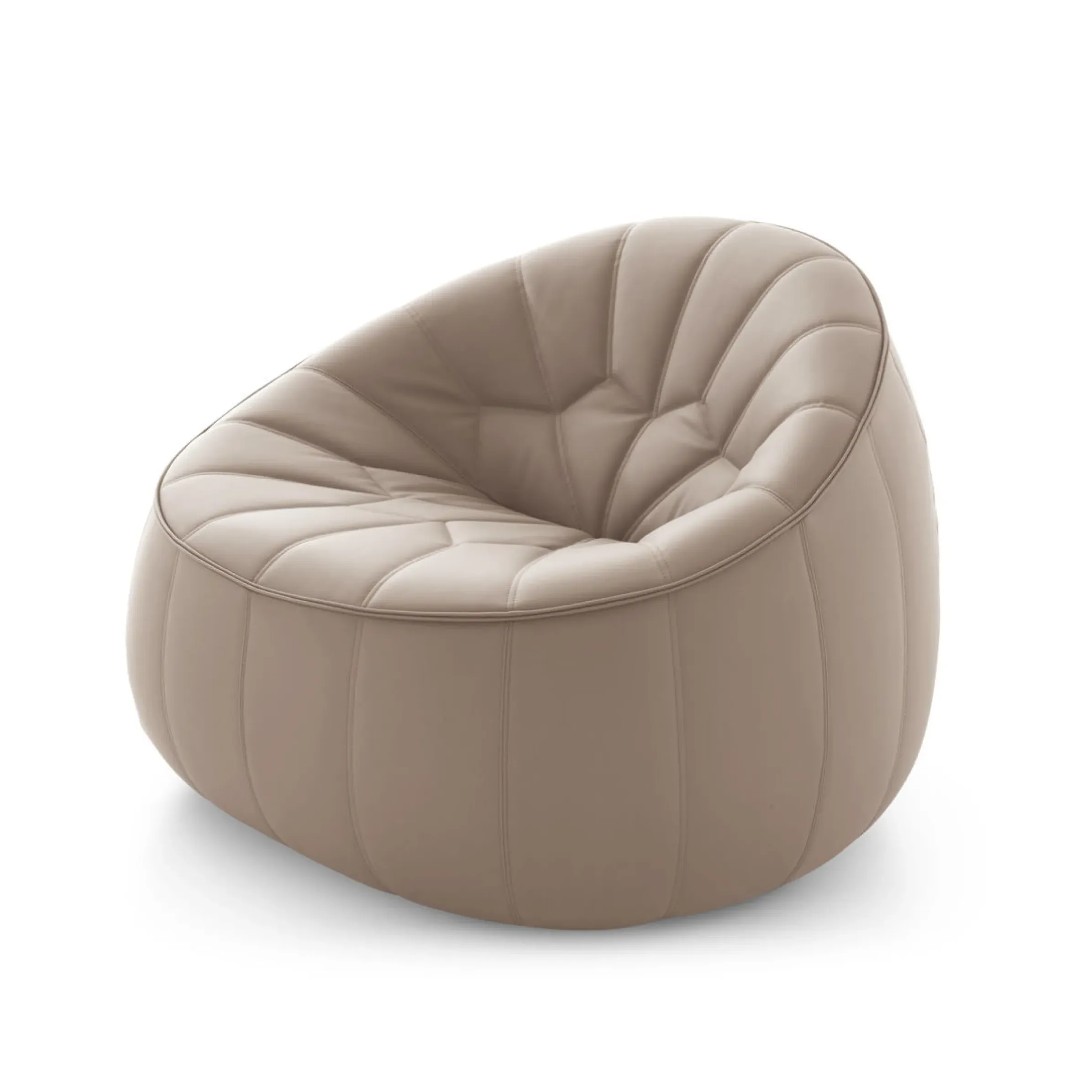 Fauteuil Rembourre Ottoman Cuir Beige - Cinna