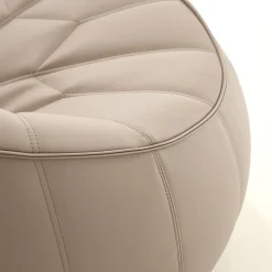 Fauteuil Rembourre Ottoman Cuir Beige - Cinna