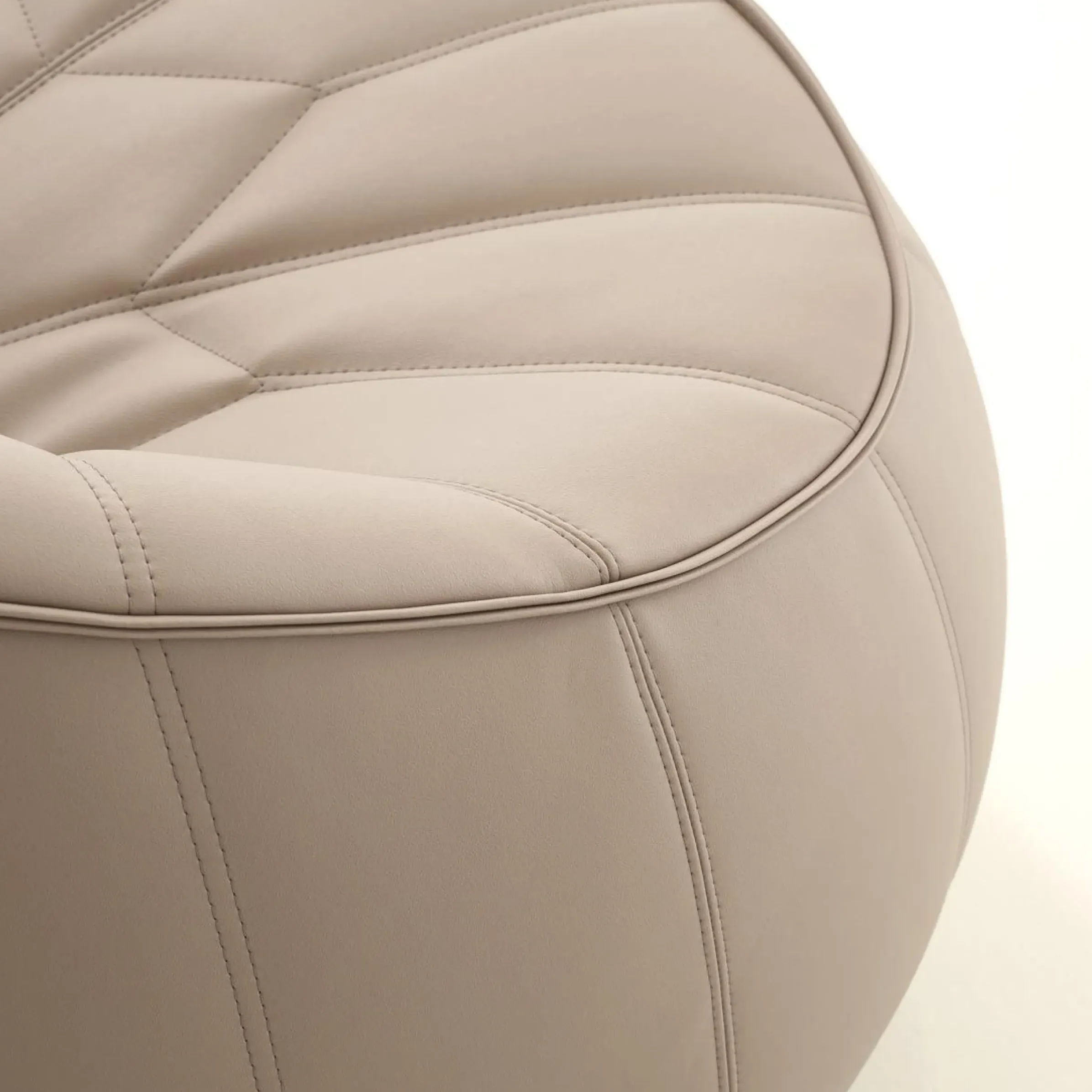 Fauteuil Rembourre Ottoman Cuir Beige - Cinna