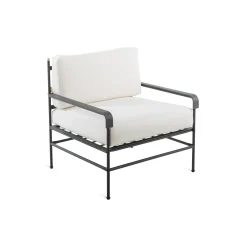Fauteuil Rembourre Toscana Metal Tissu Blanc Gris Noir - Unopiu