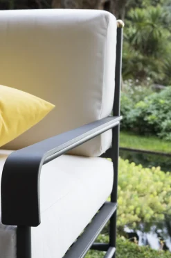 Fauteuil Rembourre Toscana Metal Tissu Blanc Gris Noir - Unopiu
