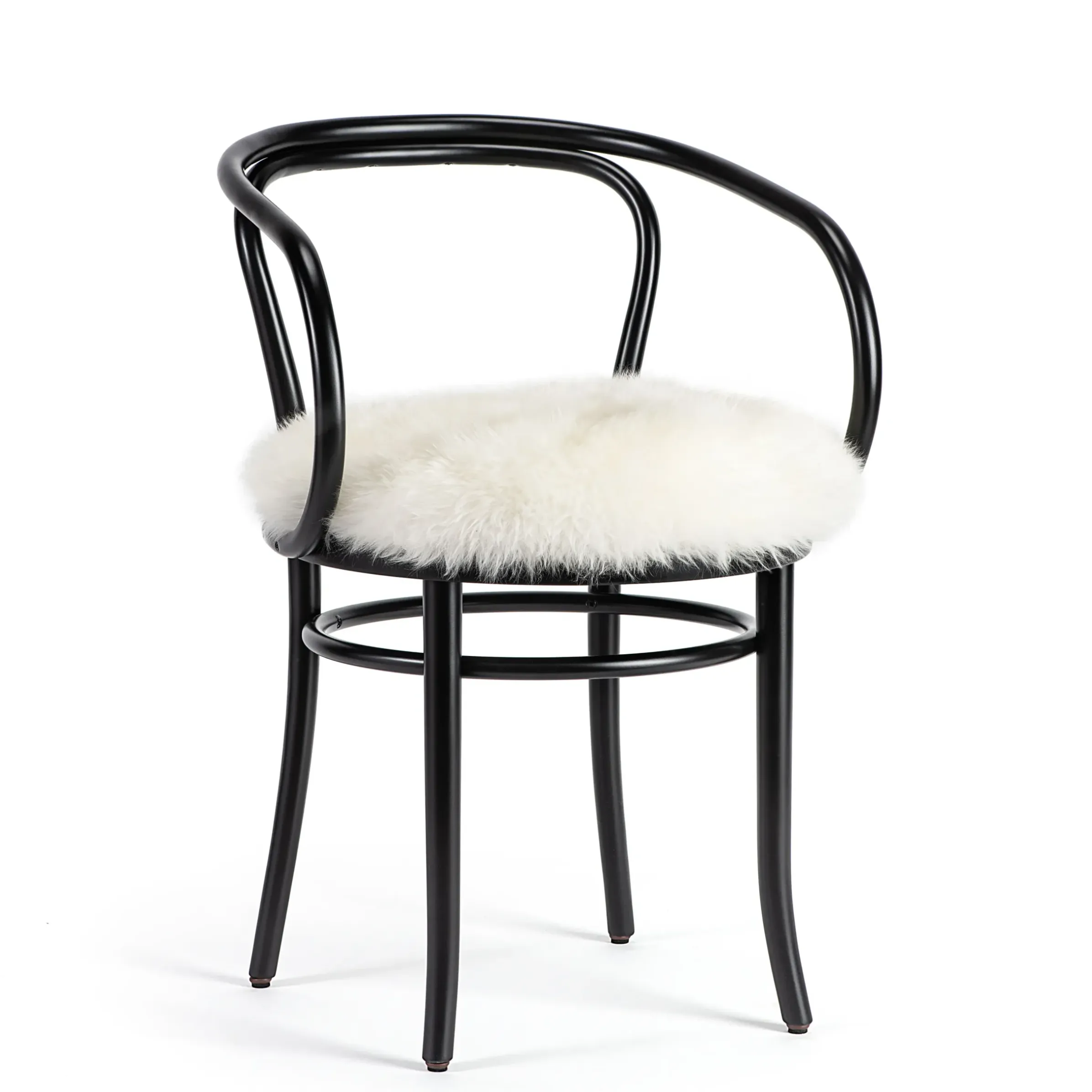Fauteuil Wiener Stuhl Tissu Blanc / Assise Mouton - Reedition 1904 - Wiener Gtv Design