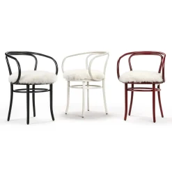 Fauteuil Wiener Stuhl Tissu Blanc / Assise Mouton - Reedition 1904 - Wiener Gtv Design
