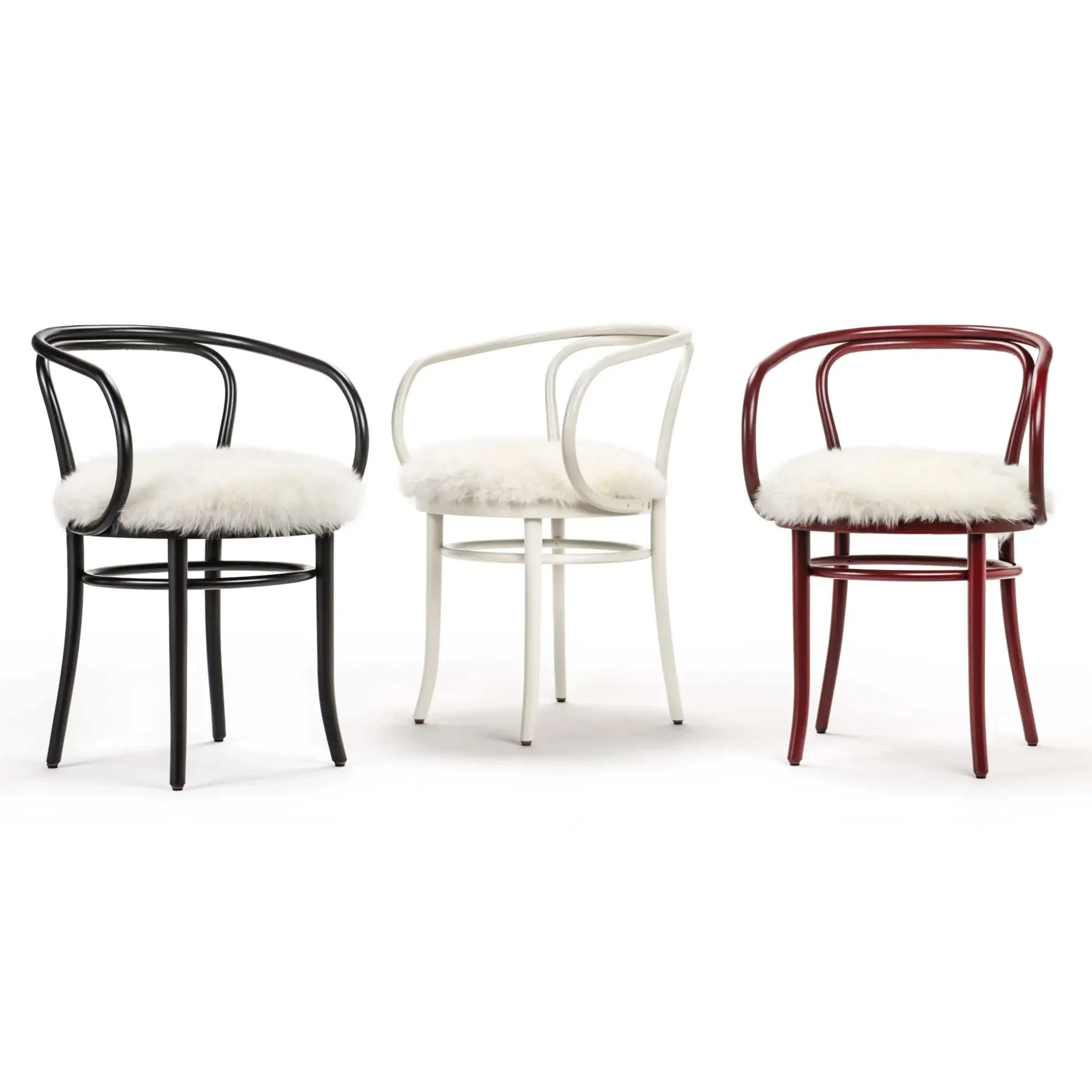 Fauteuil Wiener Stuhl Tissu Blanc / Assise Mouton - Reedition 1904 - Wiener Gtv Design