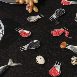 Fourchette Moscardino Metal / Cuillere Pour Aperitif - Set De 4 - Alessi