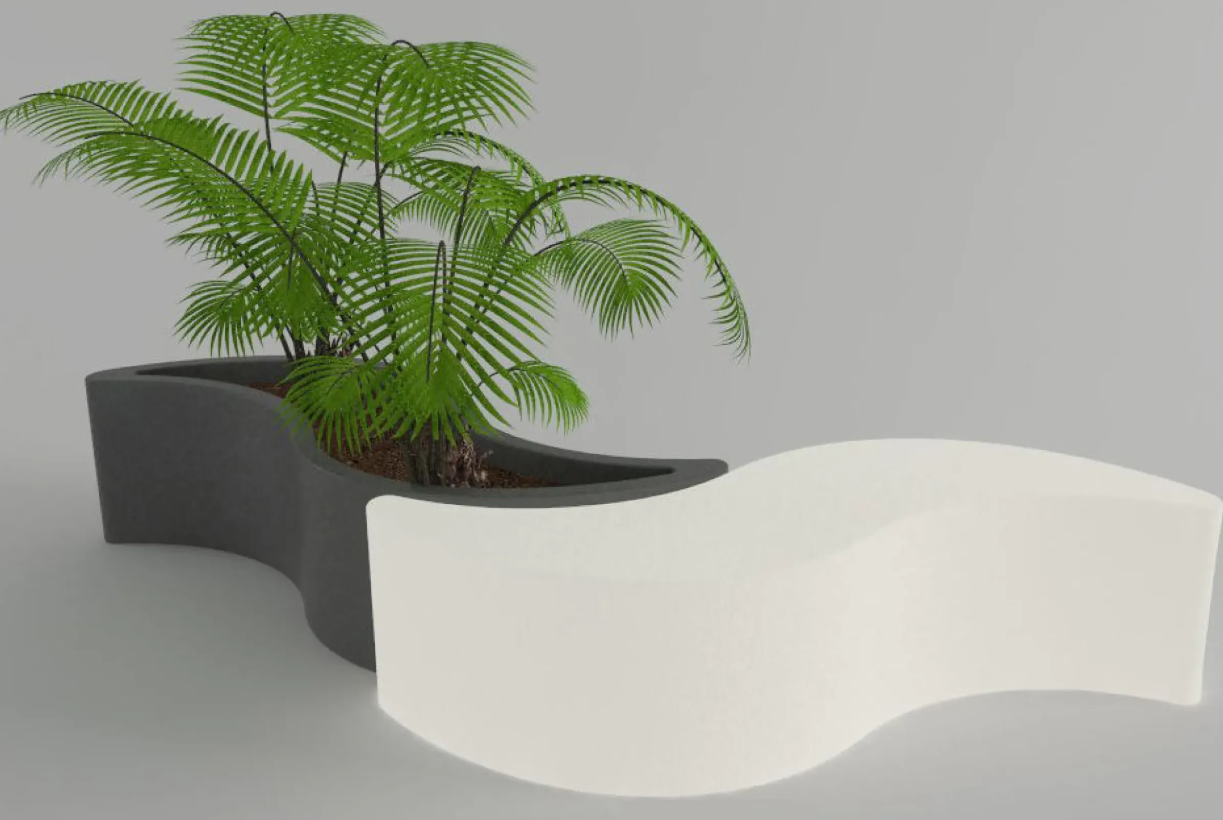 Jardiniere Wave Plastique/ Banc - L 160 Cm - Slide