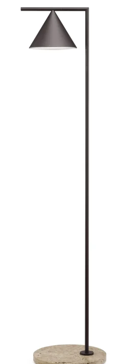Lampadaire D'extérieur Captain Flint Outdoor Metal Marron Led / H 154 Cm - Orientable - Base Pierre - Flos