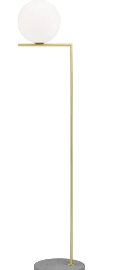 Lampadaire D'extérieur Ic F2 Outdoor Verre Or Metal / H 185 Cm - Base Pierre - Flos