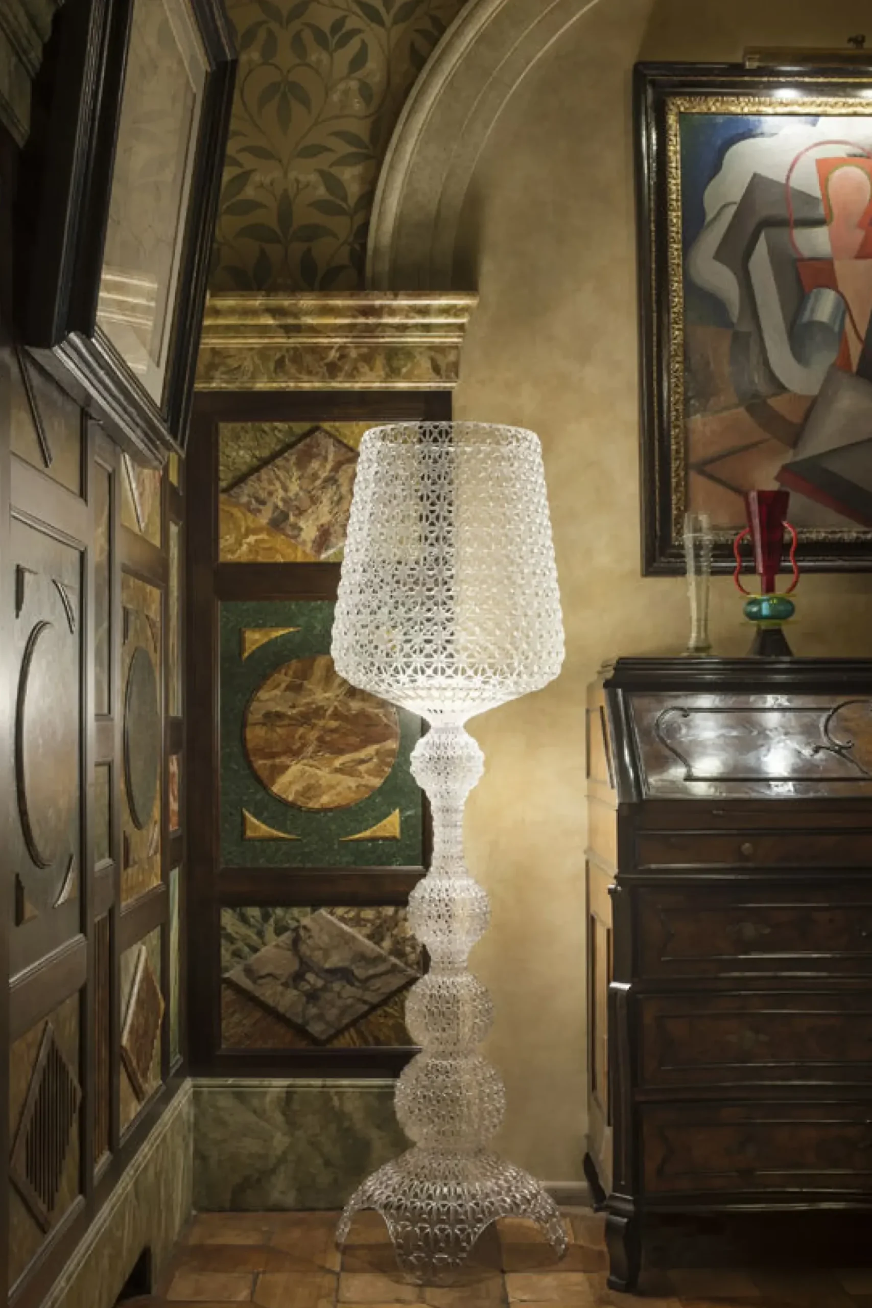 Lampadaire Kabuki Indoor Plastique Transparent / Led - Pour L'Interieur - H 165 Cm - Kartell