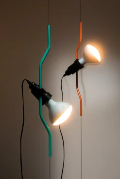 Lampadaire Parentesi 50 Metal Bleu / Branchement Secteur - Reedition 1971 - Flos