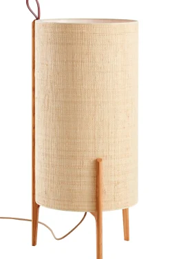 Lampe A Poser Greta Tissu Beige Bois Naturel / O 40 X H 90 Cm - Carpyen