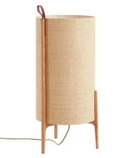 Lampe A Poser Greta Tissu Beige Bois Naturel / O 40 X H 90 Cm - Carpyen