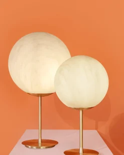 Lampe A Poser Mineral Plastique Blanc / Plastique Effet Marbre - O 40 X H 75 Cm - Slide