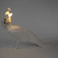 Lampe A Poser Peacock Plastique Blanc / Resine - Lampe En Forme De Paon / L 100 X H 69 Cm - Seletti