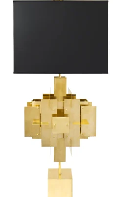 Lampe A Poser Puzzle Metal Tissu Noir Or / H 94 Cm - Jonathan Adler
