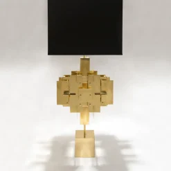 Lampe A Poser Puzzle Metal Tissu Noir Or / H 94 Cm - Jonathan Adler