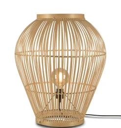 Lampe A Poser Tuvalu Large Fibre Vegetale Beige Bois / Bambou - H 70 Cm - Good&Mojo