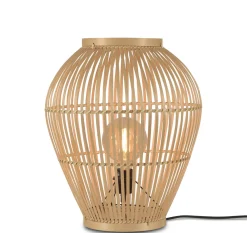 Lampe A Poser Tuvalu Small Fibre Vegetale Beige Bois / Bambou - H 50 Cm - Good&Mojo