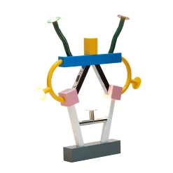 Lampe De Table Ashoka Metal/ By Ettore Sottsass, 1981 - L 74 X H 85 Cm - Memphis Milano