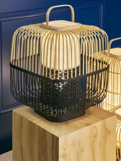 Lampe De Table Bamboo Square Largebois Naturel / H 65 Cm - Forestier