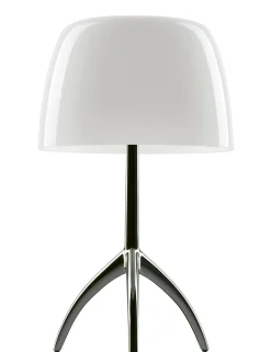 Lampe De Table Lumiere Piccola Metal Verre Blanc Noir / Variateur - H 35 Cm - Foscarini