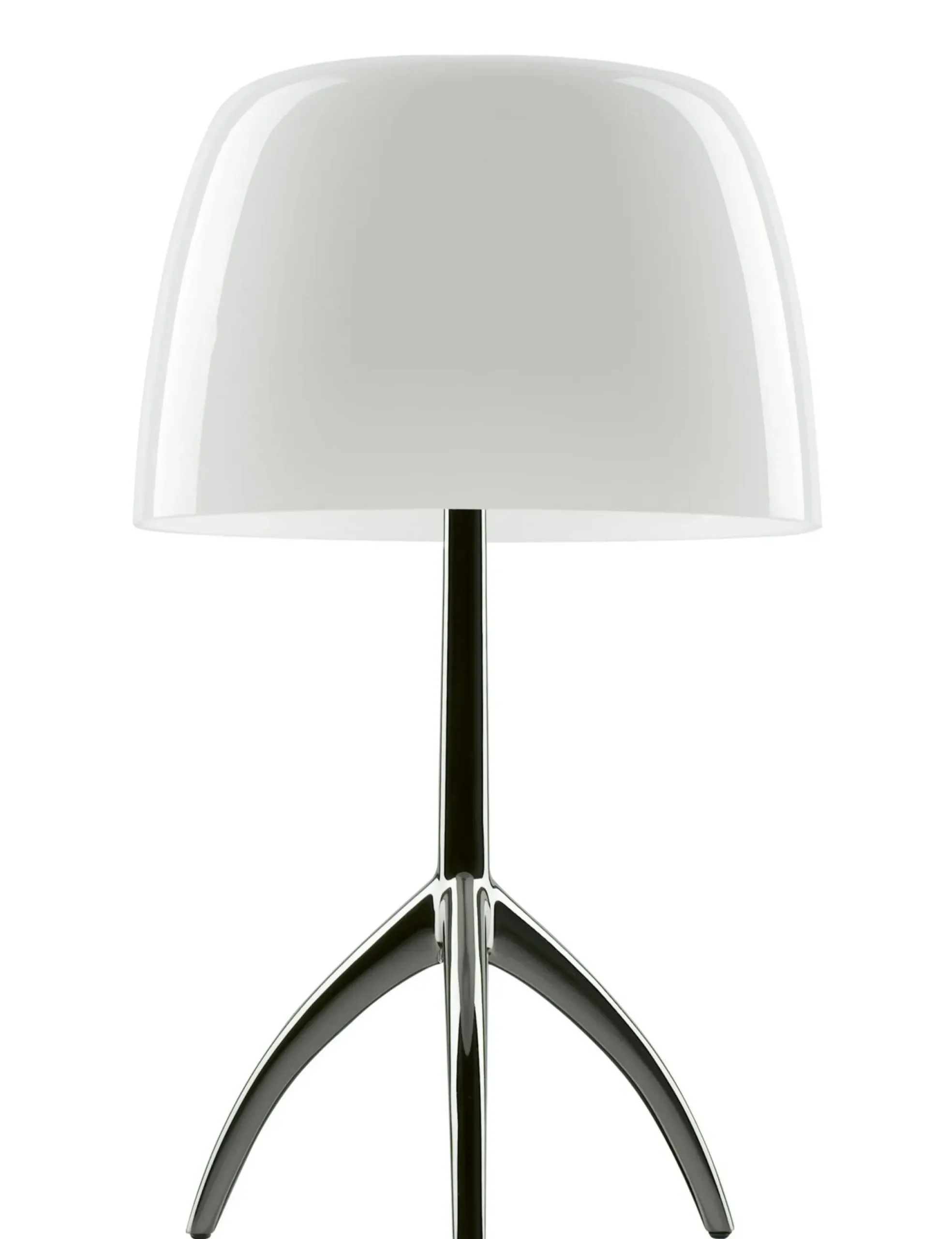 Lampe De Table Lumiere Piccola Metal Verre Blanc Noir / Variateur - H 35 Cm - Foscarini