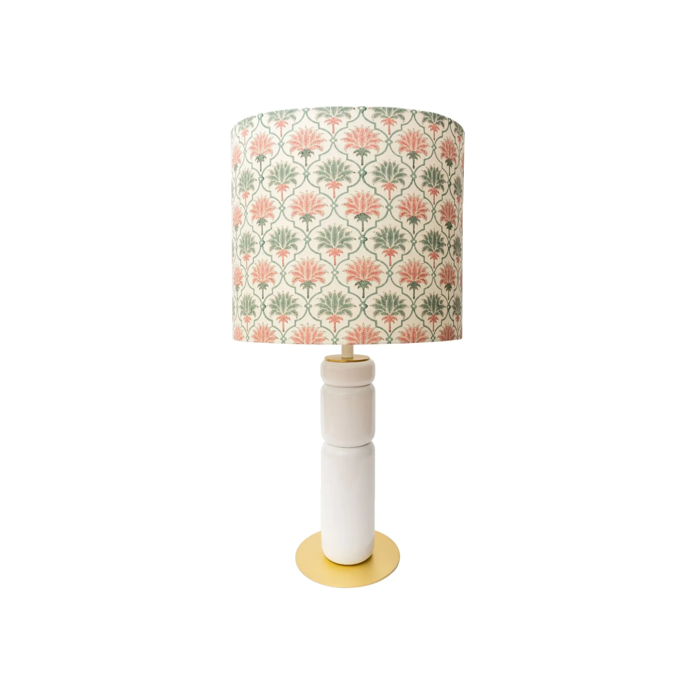 Lampe De Table Petra Tissu Bois Blanc / O 35 X H 73 Cm - Popus Editions