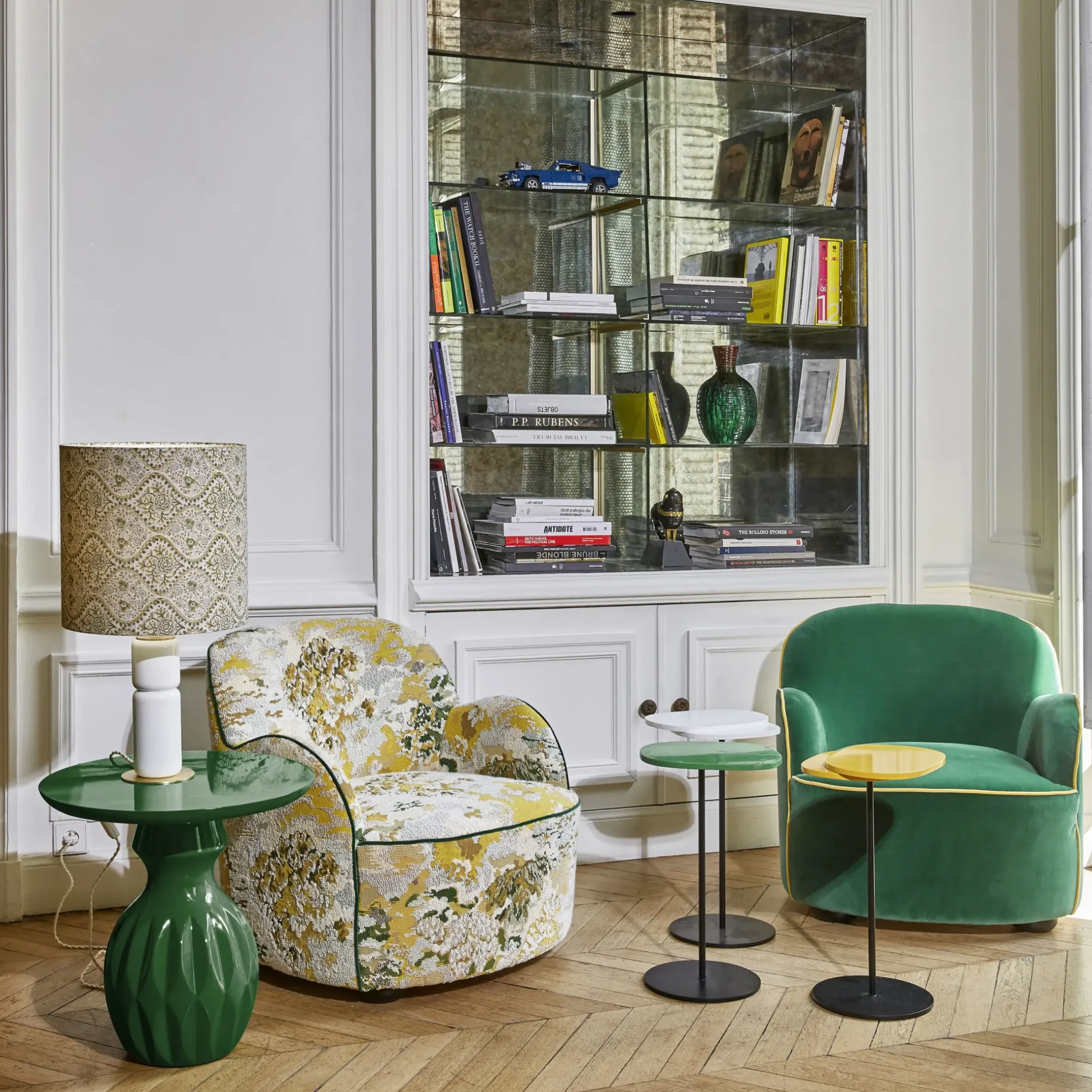 Lampe De Table Petra Tissu Bois Jaune / O 35 X H 73 Cm - Popus Editions