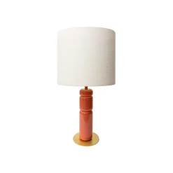 Lampe De Table Petra Tissu Bois Rouge Marron / O 35 X H 73 Cm - Popus Editions