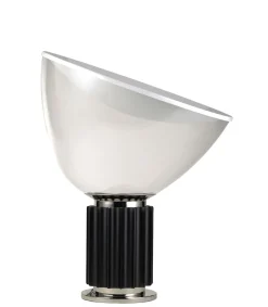 Lampe De Table Taccia Led Small (1962) Metal Verre Noir Transparent /  H 48 Cm - Flos