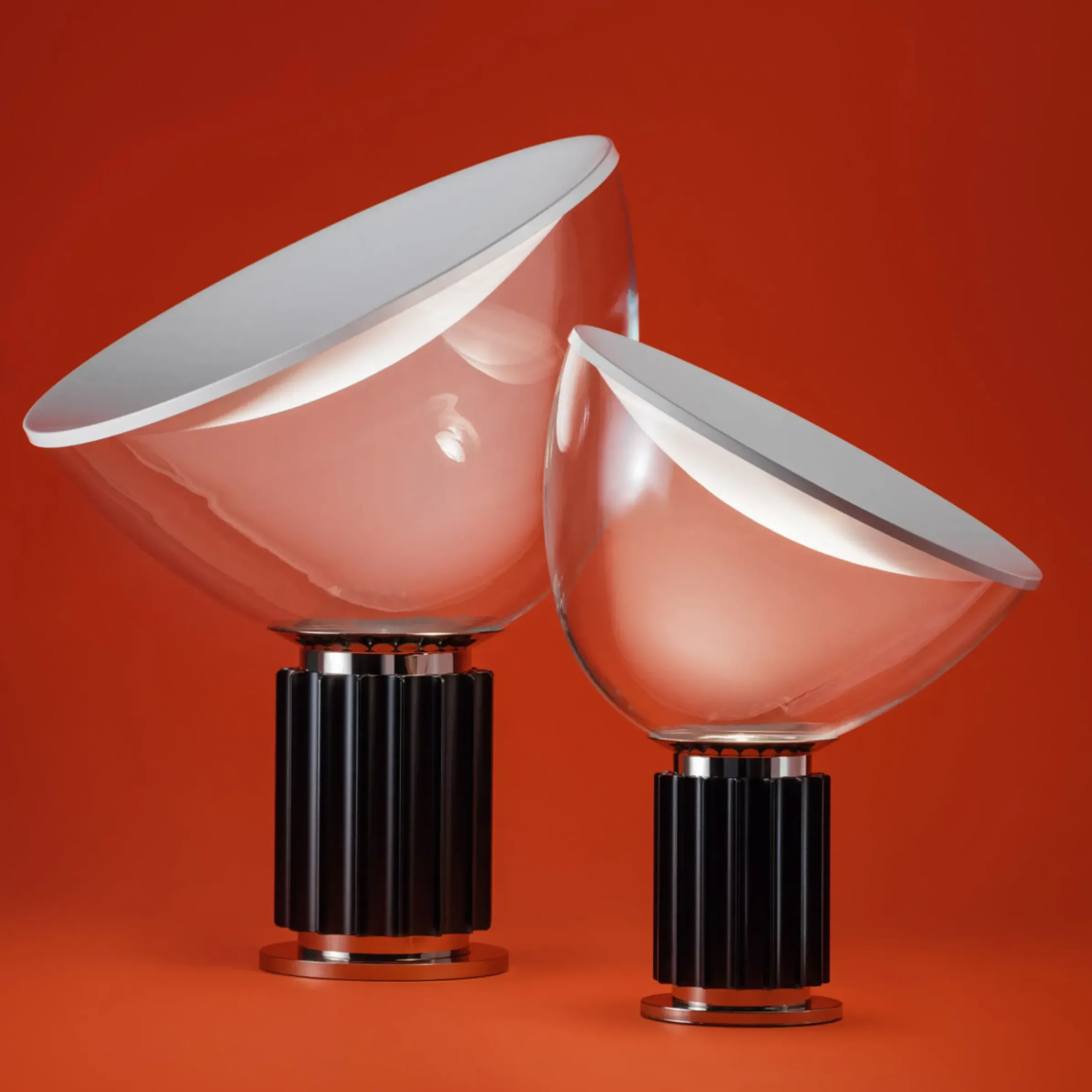 Lampe De Table Taccia Led Small (1962) Metal Verre Noir Transparent / H 48 Cm - Flos