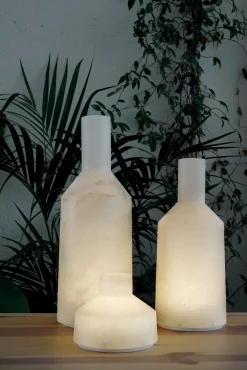 Lampe Exterieur Sans Fil Rechargeable Alabast Large Led Pierre Pierrehe / H 39 Cm - Albatre - Carpyen