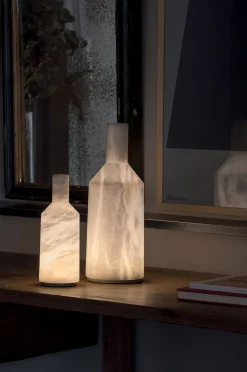 Lampe Exterieur Sans Fil Rechargeable Alabast Large Led Pierre Pierrehe / H 39 Cm - Albatre - Carpyen