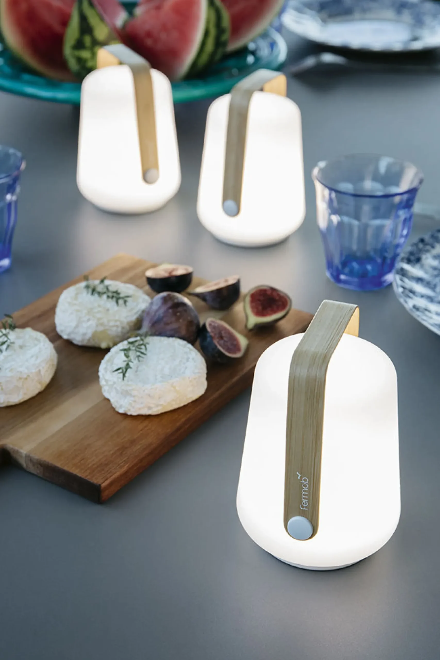 Lampe Exterieur Sans Fil Rechargeable Balad Bamboo Plastique Bois Naturel Plastique & Bois / H 12 Cm - Set De 3 - Fermob