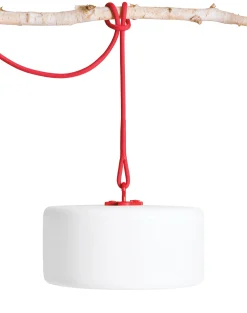 Lampe Exterieur Sans Fil Rechargeable Thierry Le Swinger Led Plastique Rouge Plastique / Inclus : Cable De Suspension + Pied A Planter En Bois - Fatboy